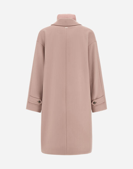 COAT IN VELOUR WOOL CLOTH AND NYLON ULTRALIGHT Pink