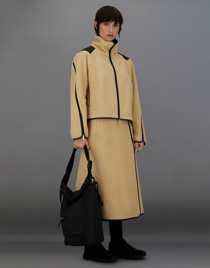 LAMINAR SWEATSHIRT IN POLAR FLEECE AND EXTRA LIGHT STRETCH PADDED Camel