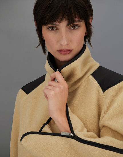 LAMINAR SWEATSHIRT IN POLAR FLEECE AND EXTRA LIGHT STRETCH PADDED Camel