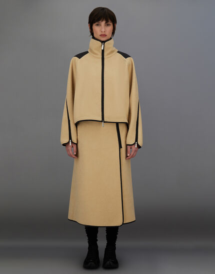 LAMINAR SWEATSHIRT IN POLAR FLEECE AND EXTRA LIGHT STRETCH PADDED Camel