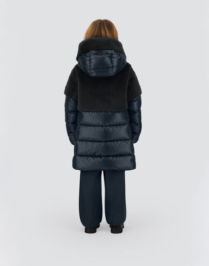 A-SHAPE JACKET IN NYLON ULTRALIGHT AND LADY ALTERNATIVE FUR Navy Blue