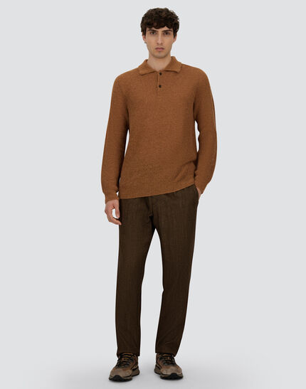 POLO SHIRT IN COB STITCH ALPACA WOOL Camel