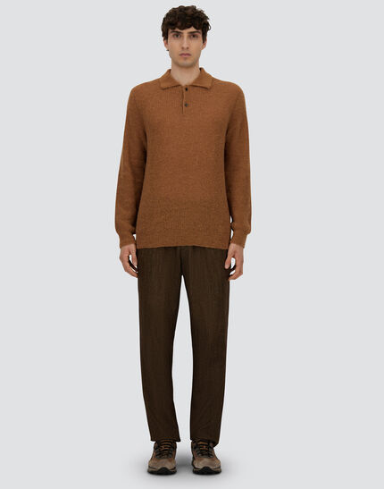 POLO SHIRT IN COB STITCH ALPACA WOOL Camel