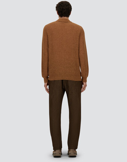 POLO SHIRT IN COB STITCH ALPACA WOOL Camel