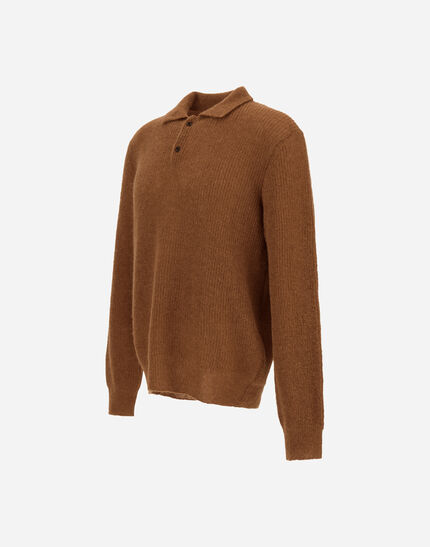 POLO SHIRT IN COB STITCH ALPACA WOOL Camel