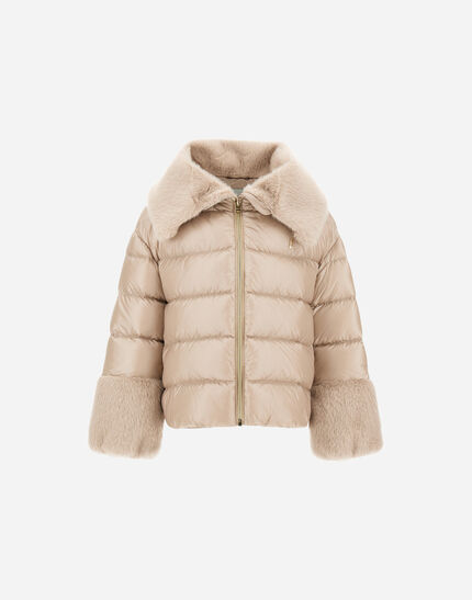 JACKET IN NYLON ULTRALIGHT AND LADY ALTERNATIVE FUR Chantilly
