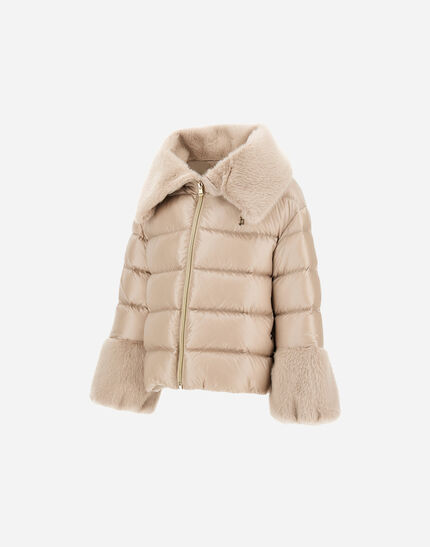 JACKET IN NYLON ULTRALIGHT AND LADY ALTERNATIVE FUR Chantilly