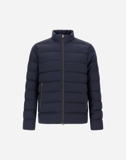 BOMBER JACKET IN POLISHED SMOOTH WOOL Navy Blue