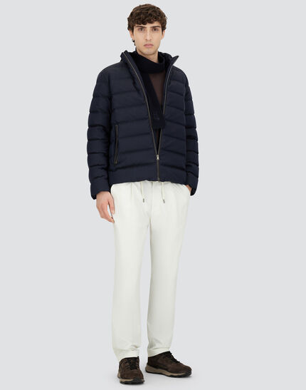 BOMBER JACKET IN POLISHED SMOOTH WOOL Navy Blue