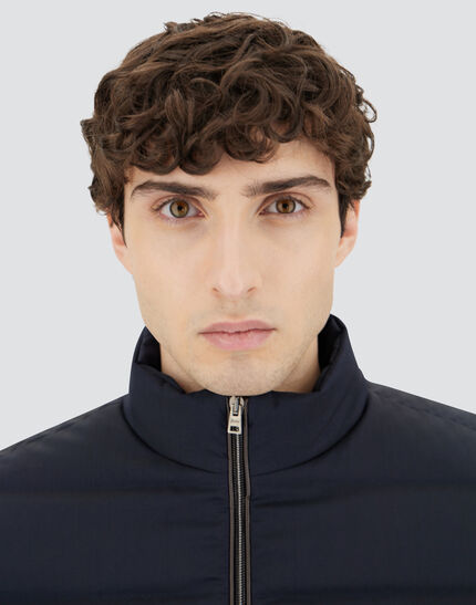 BOMBER JACKET IN POLISHED SMOOTH WOOL Navy Blue
