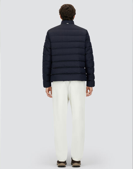 BOMBER JACKET IN POLISHED SMOOTH WOOL Navy Blue