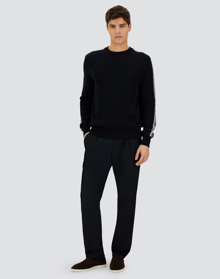 RESORT SWEATER IN CARDED PURE WOOL Navy Blue
