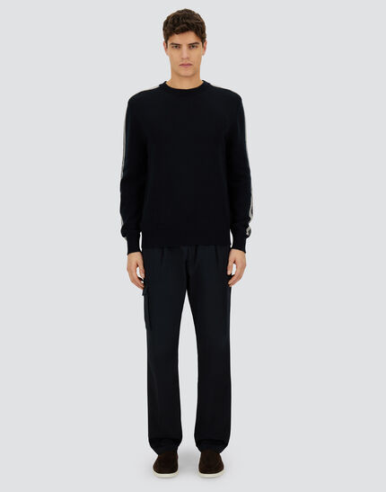 RESORT SWEATER IN CARDED PURE WOOL Navy Blue