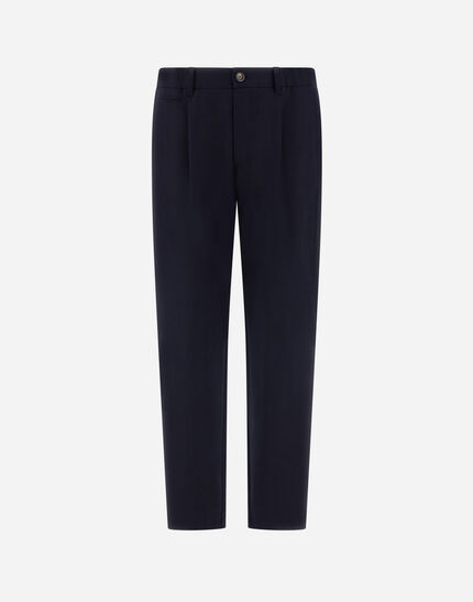 TROUSERS IN FLUID WOOL Navy Blue 1 TROUSERS IN FLUID WOOL Navy Blue